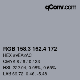 カラーコード: RGB 158.3 162.4 172 | qconv.com