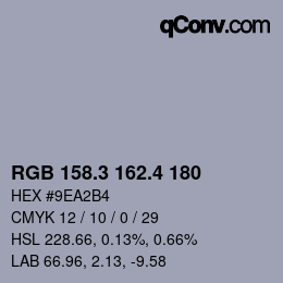 カラーコード: RGB 158.3 162.4 180 | qconv.com