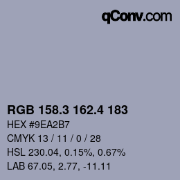 カラーコード: RGB 158.3 162.4 183 | qconv.com