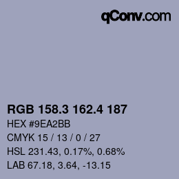 カラーコード: RGB 158.3 162.4 187 | qconv.com
