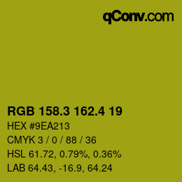 カラーコード: RGB 158.3 162.4 19 | qconv.com