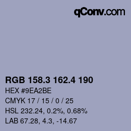 カラーコード: RGB 158.3 162.4 190 | qconv.com