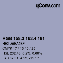 カラーコード: RGB 158.3 162.4 191 | qconv.com