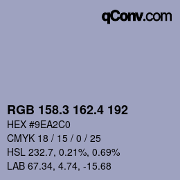 カラーコード: RGB 158.3 162.4 192 | qconv.com