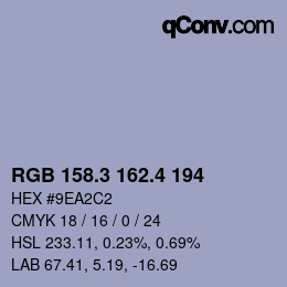 カラーコード: RGB 158.3 162.4 194 | qconv.com