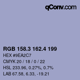 カラーコード: RGB 158.3 162.4 199 | qconv.com