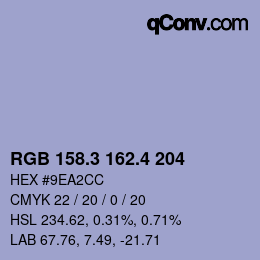 カラーコード: RGB 158.3 162.4 204 | qconv.com