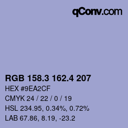 カラーコード: RGB 158.3 162.4 207 | qconv.com