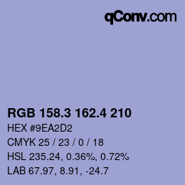 カラーコード: RGB 158.3 162.4 210 | qconv.com