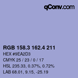 カラーコード: RGB 158.3 162.4 211 | qconv.com
