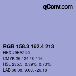 カラーコード: RGB 158.3 162.4 213 | qconv.com