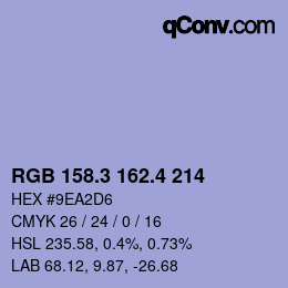 カラーコード: RGB 158.3 162.4 214 | qconv.com