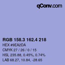 カラーコード: RGB 158.3 162.4 218 | qconv.com