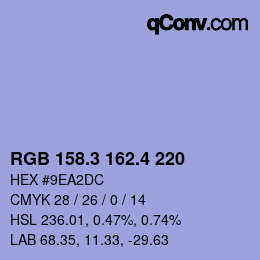 カラーコード: RGB 158.3 162.4 220 | qconv.com