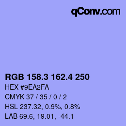 カラーコード: RGB 158.3 162.4 250 | qconv.com