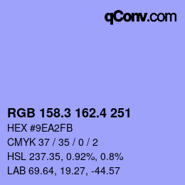カラーコード: RGB 158.3 162.4 251 | qconv.com
