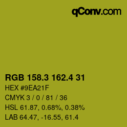 カラーコード: RGB 158.3 162.4 31 | qconv.com