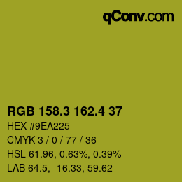 カラーコード: RGB 158.3 162.4 37 | qconv.com