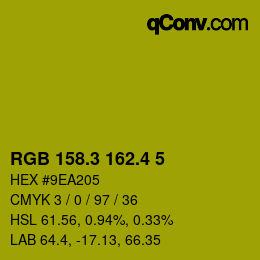 カラーコード: RGB 158.3 162.4 5 | qconv.com
