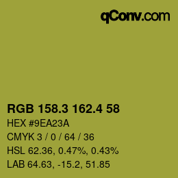 カラーコード: RGB 158.3 162.4 58 | qconv.com