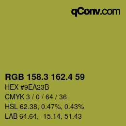 カラーコード: RGB 158.3 162.4 59 | qconv.com