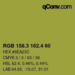 カラーコード: RGB 158.3 162.4 60 | qconv.com