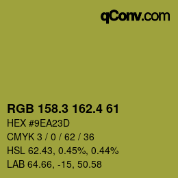 カラーコード: RGB 158.3 162.4 61 | qconv.com