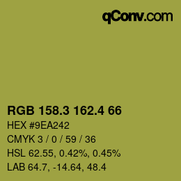 カラーコード: RGB 158.3 162.4 66 | qconv.com