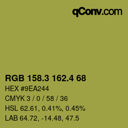 カラーコード: RGB 158.3 162.4 68 | qconv.com