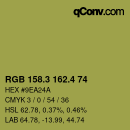 カラーコード: RGB 158.3 162.4 74 | qconv.com