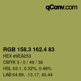 カラーコード: RGB 158.3 162.4 83 | qconv.com