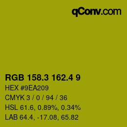 カラーコード: RGB 158.3 162.4 9 | qconv.com