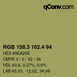 カラーコード: RGB 158.3 162.4 94 | qconv.com