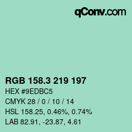 カラーコード: RGB 158.3 219 197 | qconv.com