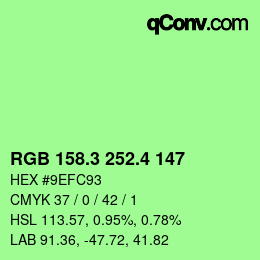 カラーコード: RGB 158.3 252.4 147 | qconv.com