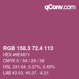 カラーコード: RGB 158.3 72.4 113 | qconv.com