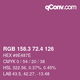 カラーコード: RGB 158.3 72.4 126 | qconv.com