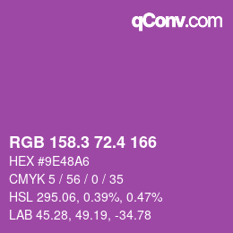 カラーコード: RGB 158.3 72.4 166 | qconv.com