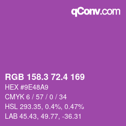 カラーコード: RGB 158.3 72.4 169 | qconv.com