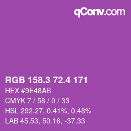 カラーコード: RGB 158.3 72.4 171 | qconv.com
