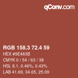 カラーコード: RGB 158.3 72.4 59 | qconv.com