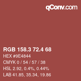 カラーコード: RGB 158.3 72.4 68 | qconv.com