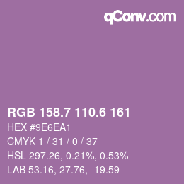 カラーコード: RGB 158.7 110.6 161 | qconv.com