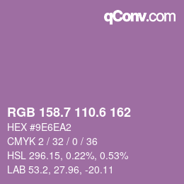 カラーコード: RGB 158.7 110.6 162 | qconv.com