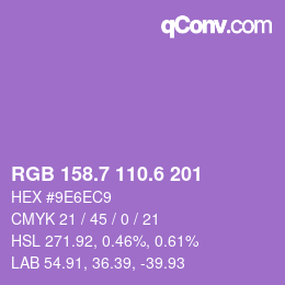 カラーコード: RGB 158.7 110.6 201 | qconv.com