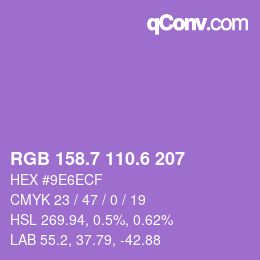 カラーコード: RGB 158.7 110.6 207 | qconv.com