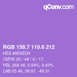 カラーコード: RGB 158.7 110.6 212 | qconv.com