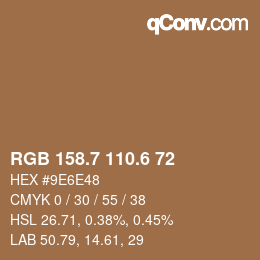 カラーコード: RGB 158.7 110.6 72 | qconv.com