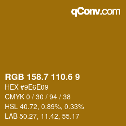 カラーコード: RGB 158.7 110.6 9 | qconv.com