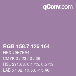 カラーコード: RGB 158.7 126 164 | qconv.com